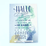 handgefertigte „Hallo Leben“ Silberkette (Türkis) + Postkarte