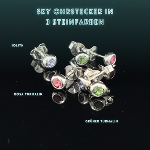 SKY Silber-Ohrstecker – Strahle mit echten Edelsteinen! 3 Farbvarianten