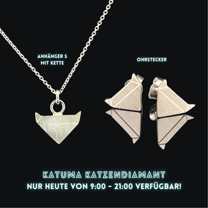 Nur Heute bis 21:00! KATUMA Katzen-Diamant Kette und / oder Ohrstecker in 925/- Sterlingsilber