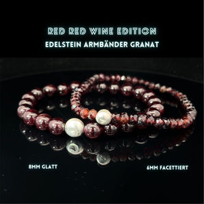 Edelstein-Armband Granat 6mm (facettiert) & 8mm (glatt)